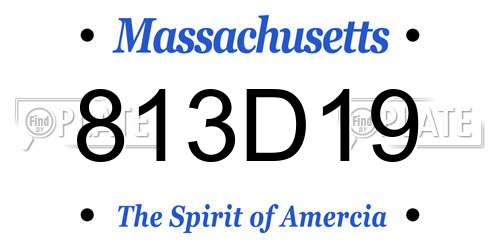 813D19 Massachusetts License Plate