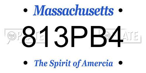 813PB4 Massachusetts License Plate
