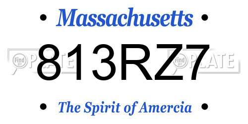 813RZ7 Massachusetts License Plate