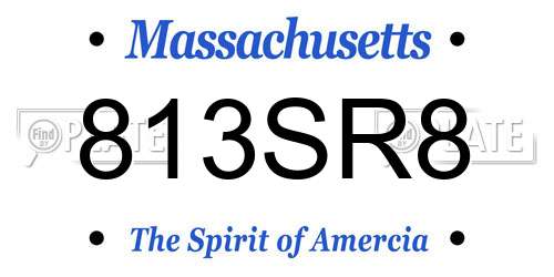 813SR8 Massachusetts License Plate