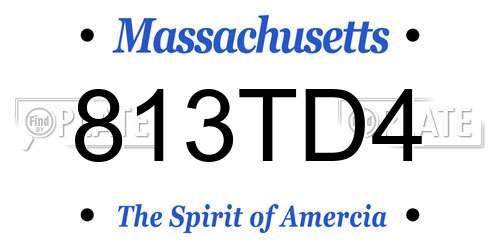 813TD4 Massachusetts License Plate