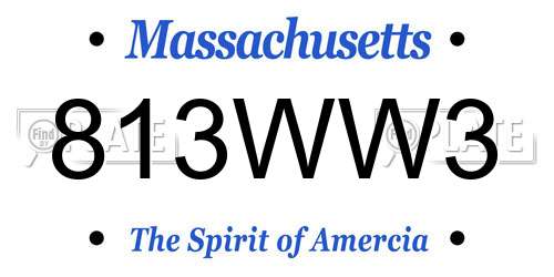 813WW3 Massachusetts License Plate