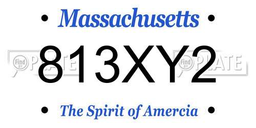 813XY2 Massachusetts License Plate