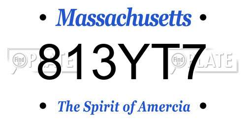 813YT7 Massachusetts License Plate