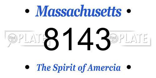 8143 Massachusetts License Plate