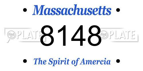 8148 Massachusetts License Plate