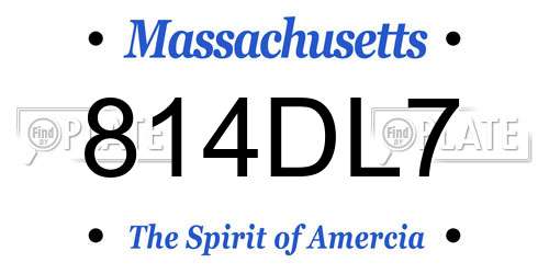 814DL7 Massachusetts License Plate