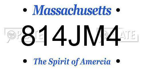 814JM4 Massachusetts License Plate
