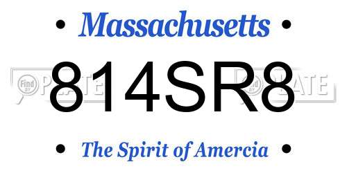 814SR8 Massachusetts License Plate