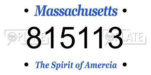 815113 Massachusetts License Plate