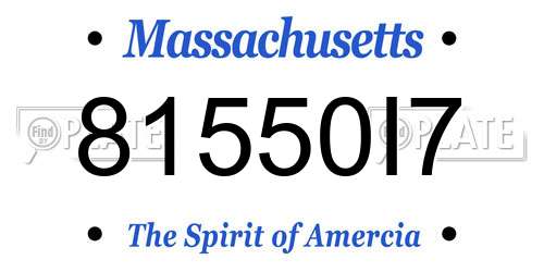 81550I7 Massachusetts License Plate