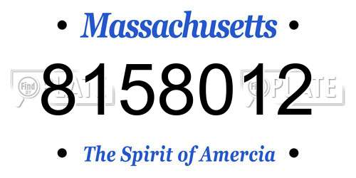 8158012 Massachusetts License Plate