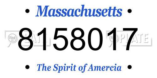 8158017 Massachusetts License Plate
