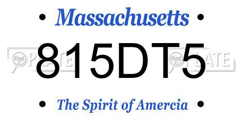 815DT5 Massachusetts License Plate