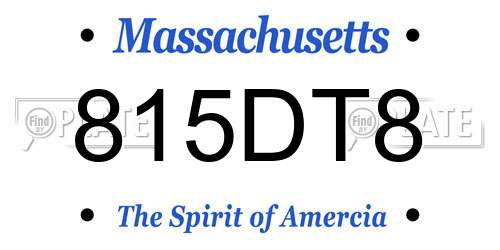 815DT8 Massachusetts License Plate