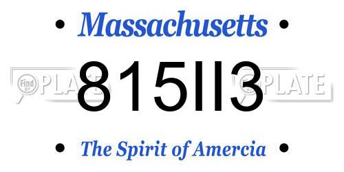 815II3 Massachusetts License Plate