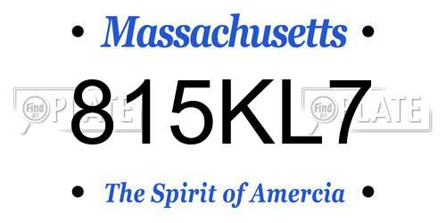 815KL7 Massachusetts License Plate