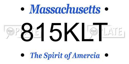 815KLT Massachusetts License Plate