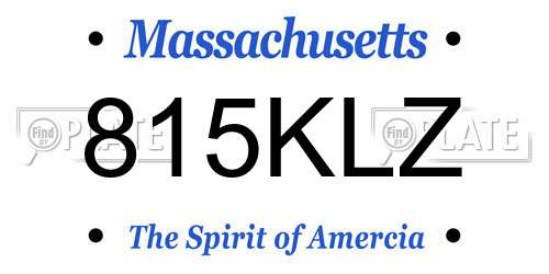 815KLZ Massachusetts License Plate