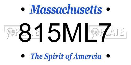 815ML7 Massachusetts License Plate