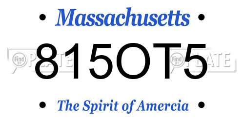 815OT5 Massachusetts License Plate