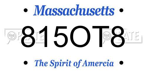 815OT8 Massachusetts License Plate