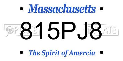 815PJ8 Massachusetts License Plate