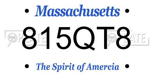 815QT8 Massachusetts License Plate