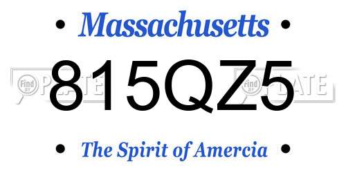815QZ5 Massachusetts License Plate