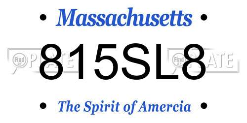 815SL8 Massachusetts License Plate