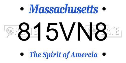 815VN8 Massachusetts License Plate
