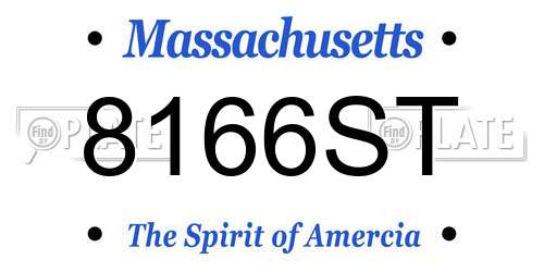 8166ST Massachusetts License Plate