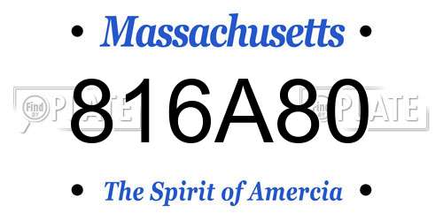 816A80 Massachusetts License Plate