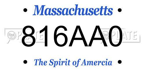 816AA0 Massachusetts License Plate