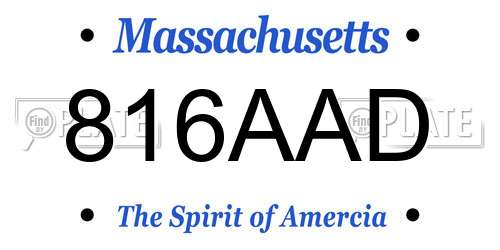 816AAD Massachusetts License Plate