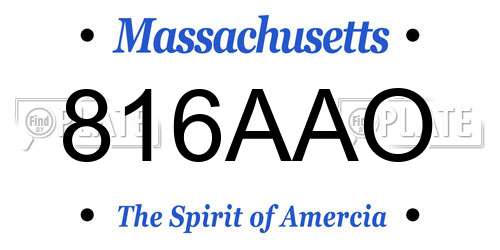 816AAO Massachusetts License Plate