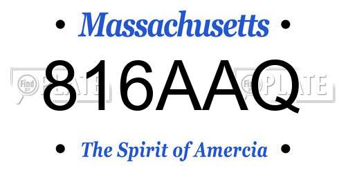 816AAQ Massachusetts License Plate
