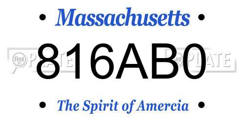 816AB0 Massachusetts License Plate