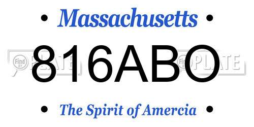 816ABO Massachusetts License Plate