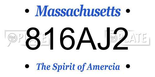 816AJ2 Massachusetts License Plate