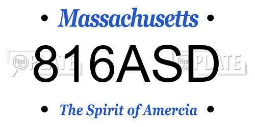 816ASD Massachusetts License Plate
