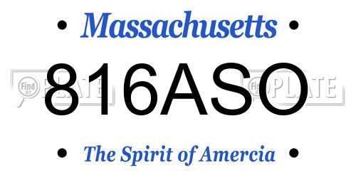 816ASO Massachusetts License Plate