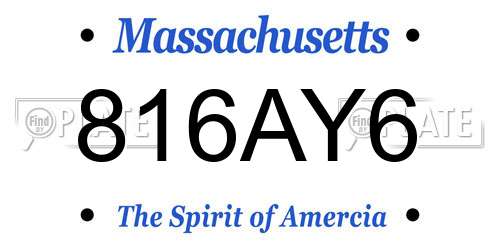 816AY6 Massachusetts License Plate