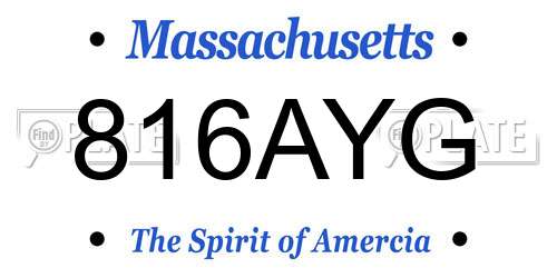 816AYG Massachusetts License Plate