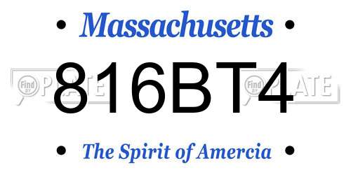 816BT4 Massachusetts License Plate