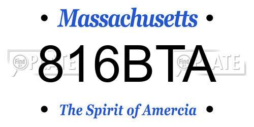 816BTA Massachusetts License Plate