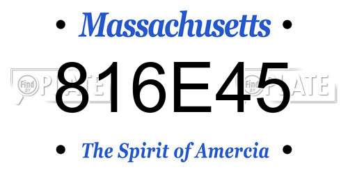 816E45 Massachusetts License Plate