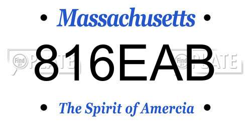 816EAB Massachusetts License Plate