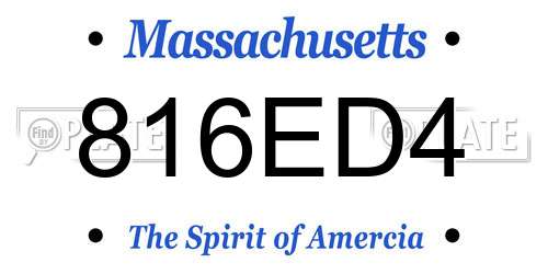 816ED4 Massachusetts License Plate