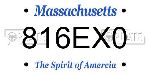 816EX0 Massachusetts License Plate